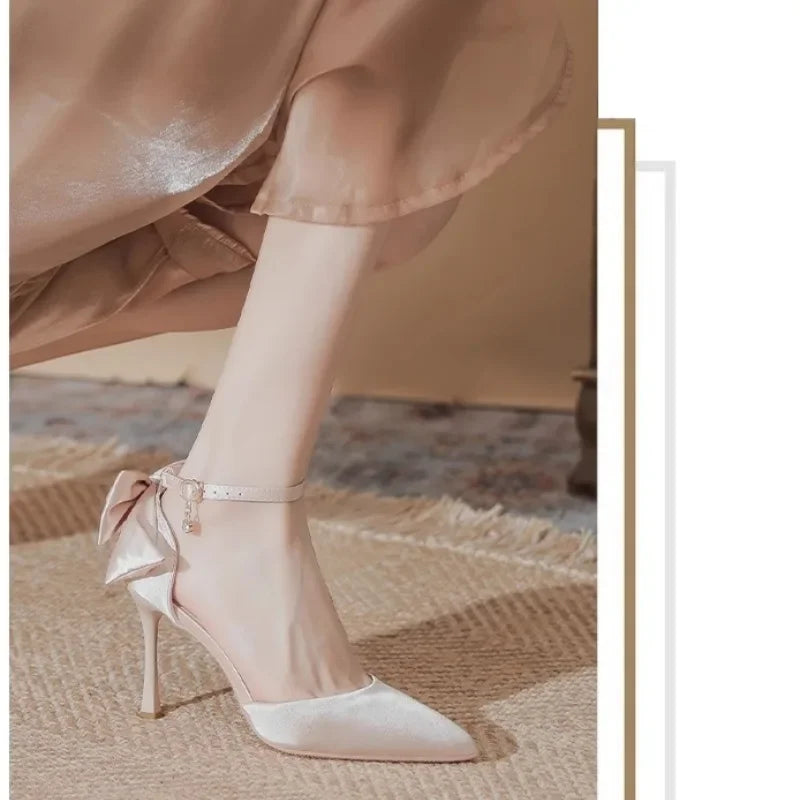 Pearl Strap Wedding High Heels