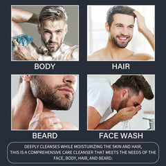 Men 4-in-1 Body, Hair, Beard and Face Wash - Hydrates Skin, Beard and Hair All Day, Strengthen Hair and Beard, Gift for He..