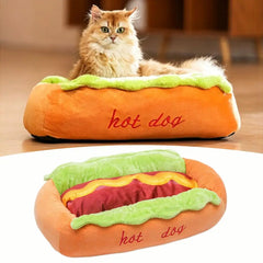 Hot Dog Pet Bed for Small Dogs Cats Soft Fleece Indoor Sleeping Nest Raised Support Cozy Puppy Cushion Home Pet Supplies