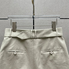 women's shorts New high waisted slim mini pants for summer 2026 linen blend casual shorts Belt decoration shorts women's pants