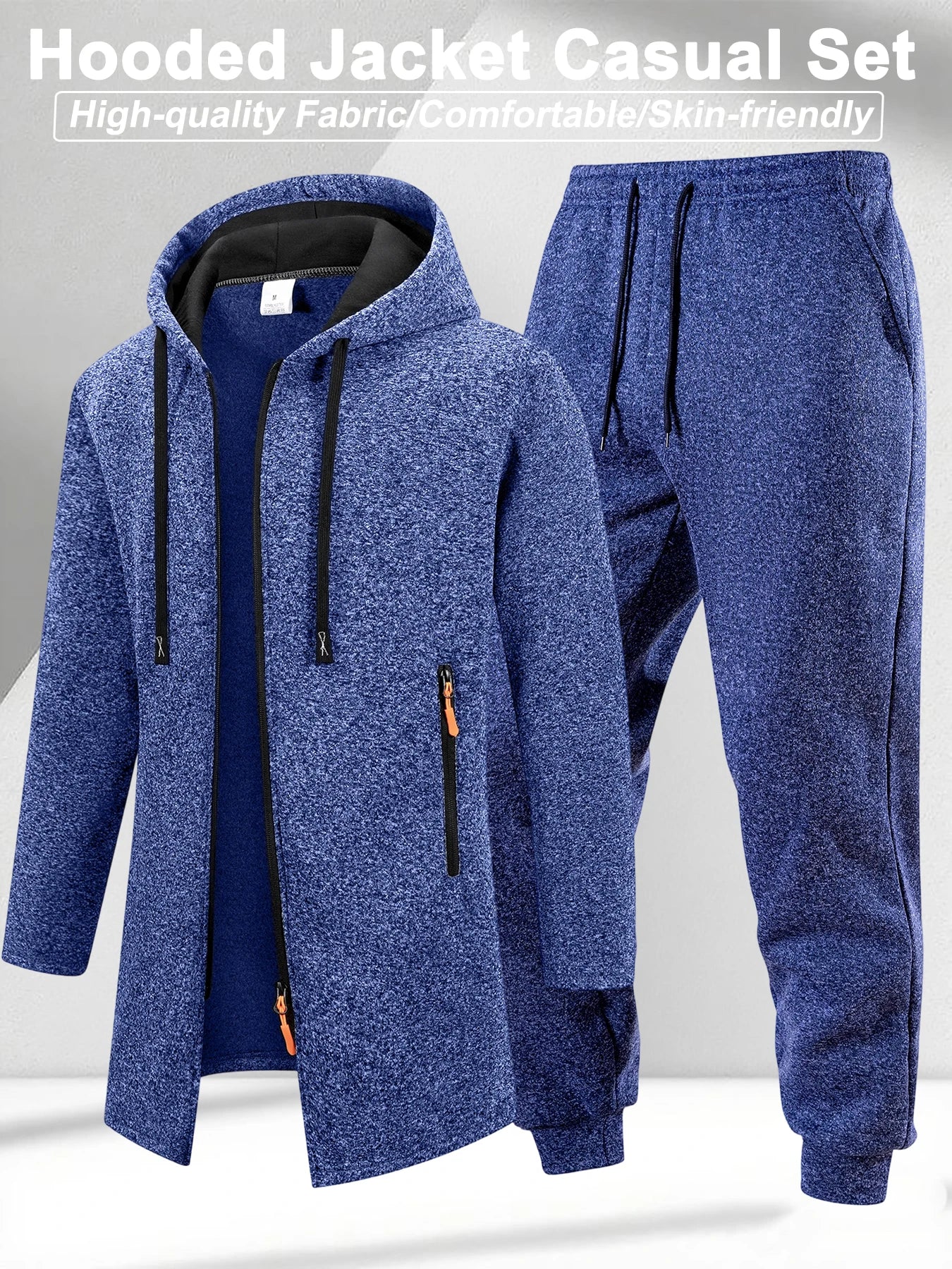 Men's Winter Casual Tracksuit Warm Zip-up Hoodie Jacket Sweatpants Set Daily Sports Jogging Suit Regular Fit Outdoor Sport Suit