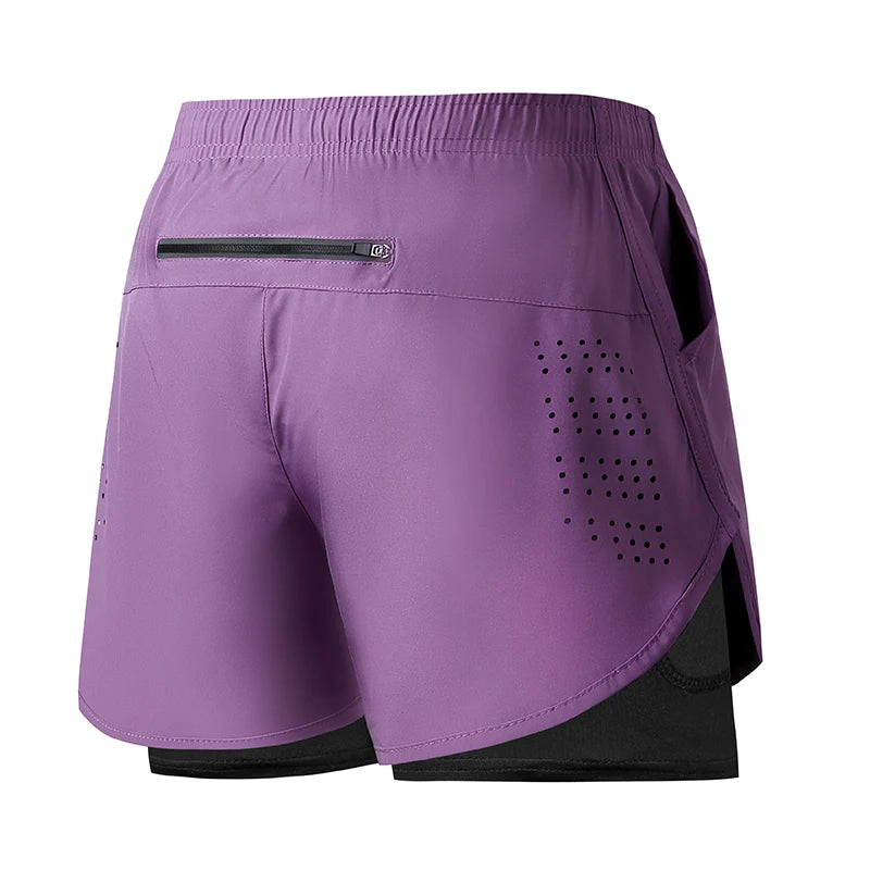 Men's Running Shorts Quick-drying Fitness Black Double Layer Shorts Men New Sport Workout Training Bodybuilding Short Pants