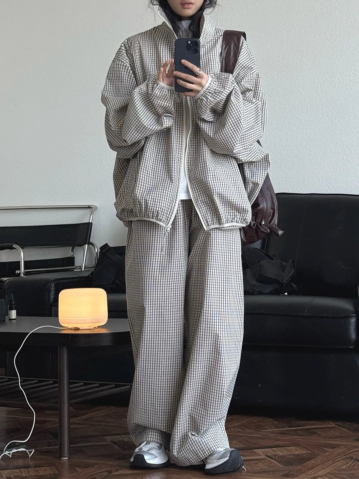 2026 Women Summer Long Pants High Waist Wide Leg 80% Cotton Plaid Pants Fashion Clothes Vintage Pants Female Trousers