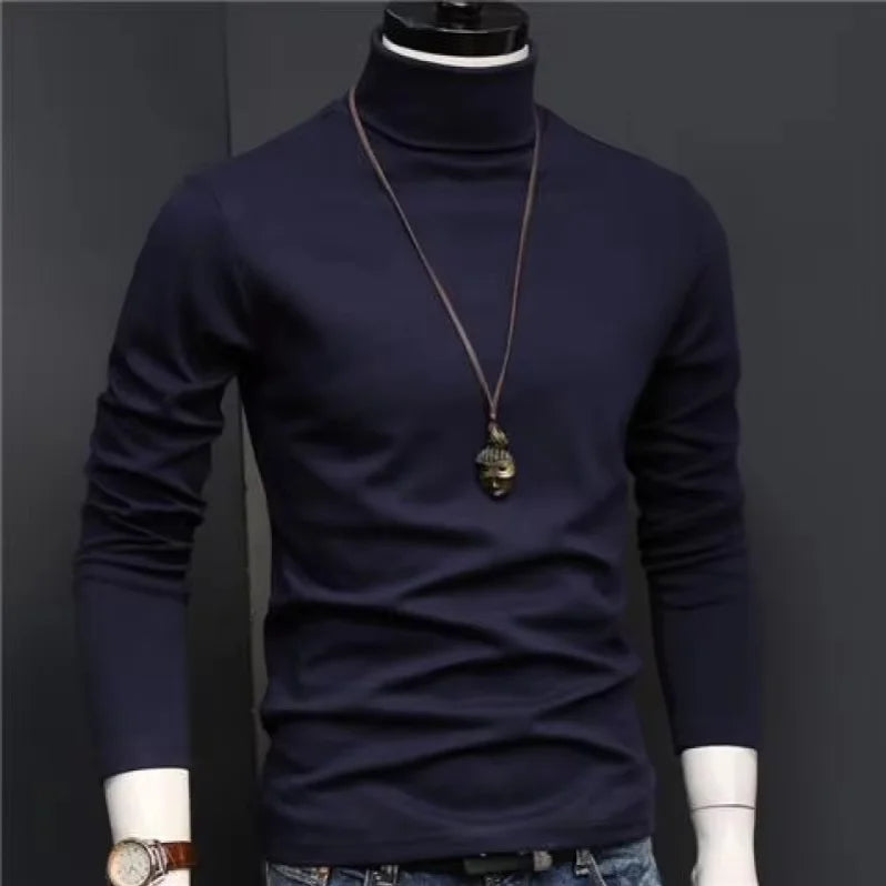 Autumn Winter Mens Turtleneck Sweaters Casual Thermal Long Sleeve Slim Fit Pullovers Stretch Basic Tops Sweatshirt Jumper TShirt