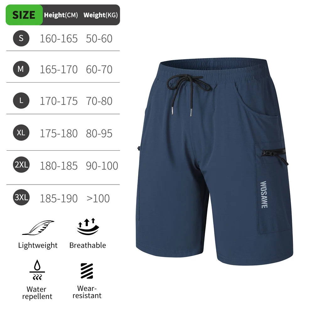 WOSAWE MTB Shorts Summer Men Cycling Shorts 2 in 1 Mountain Bike Padded Shorts Double Layer Downhill Bike Quick Dry Short Pants