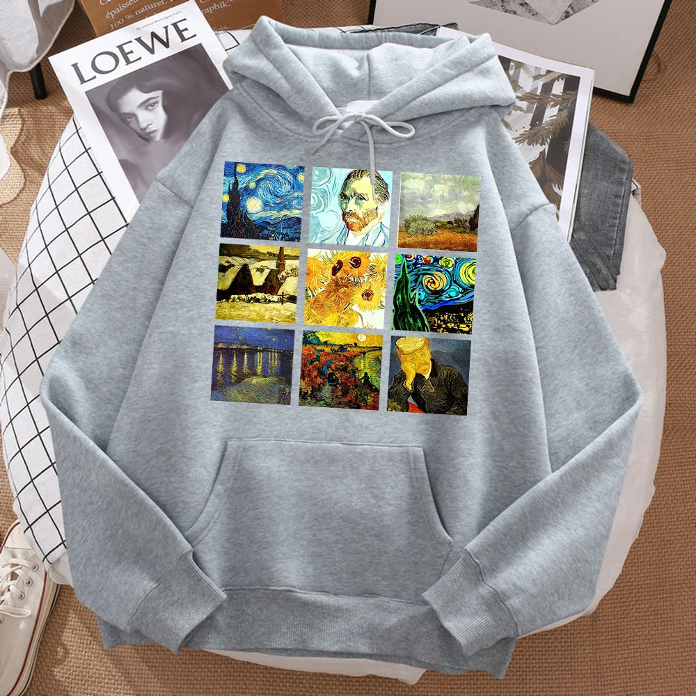 Art Print Slim Fleece Hoodie