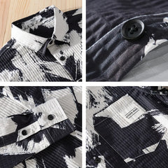High-quality long-sleeved shirt for new autumn fashion, trendy brand, handsome business style, textured striped shirt, slim fit
