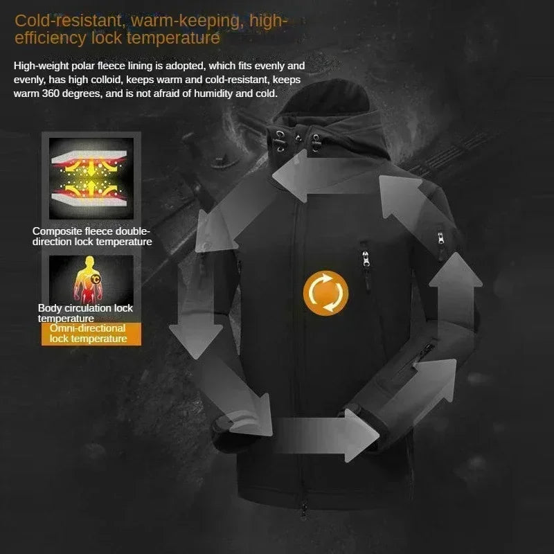Winter Autumn Fleece Thermal Waterproof Suit Men Jacket Tactical Outdoor Fishing Hiking Camping Tracksuits Coat