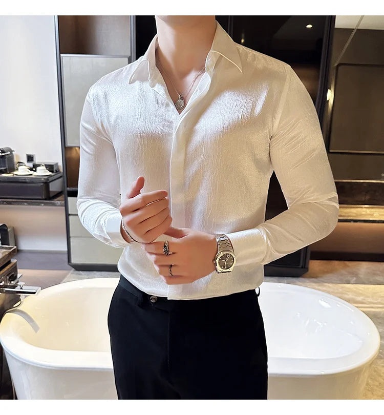 Glossy Slim Fit Men’s Dress Shirt
