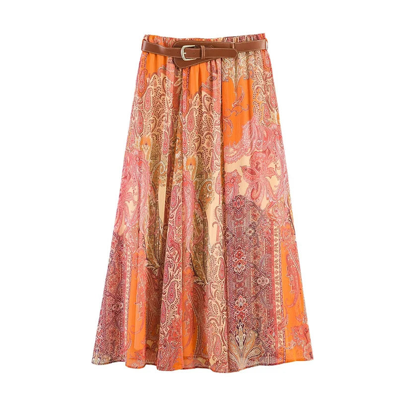 Summer Skirts Women's 2026 New Fashion Print Unique Women's High Waist Skirts Chic Youth Summer Travel Holiday Street Skirts