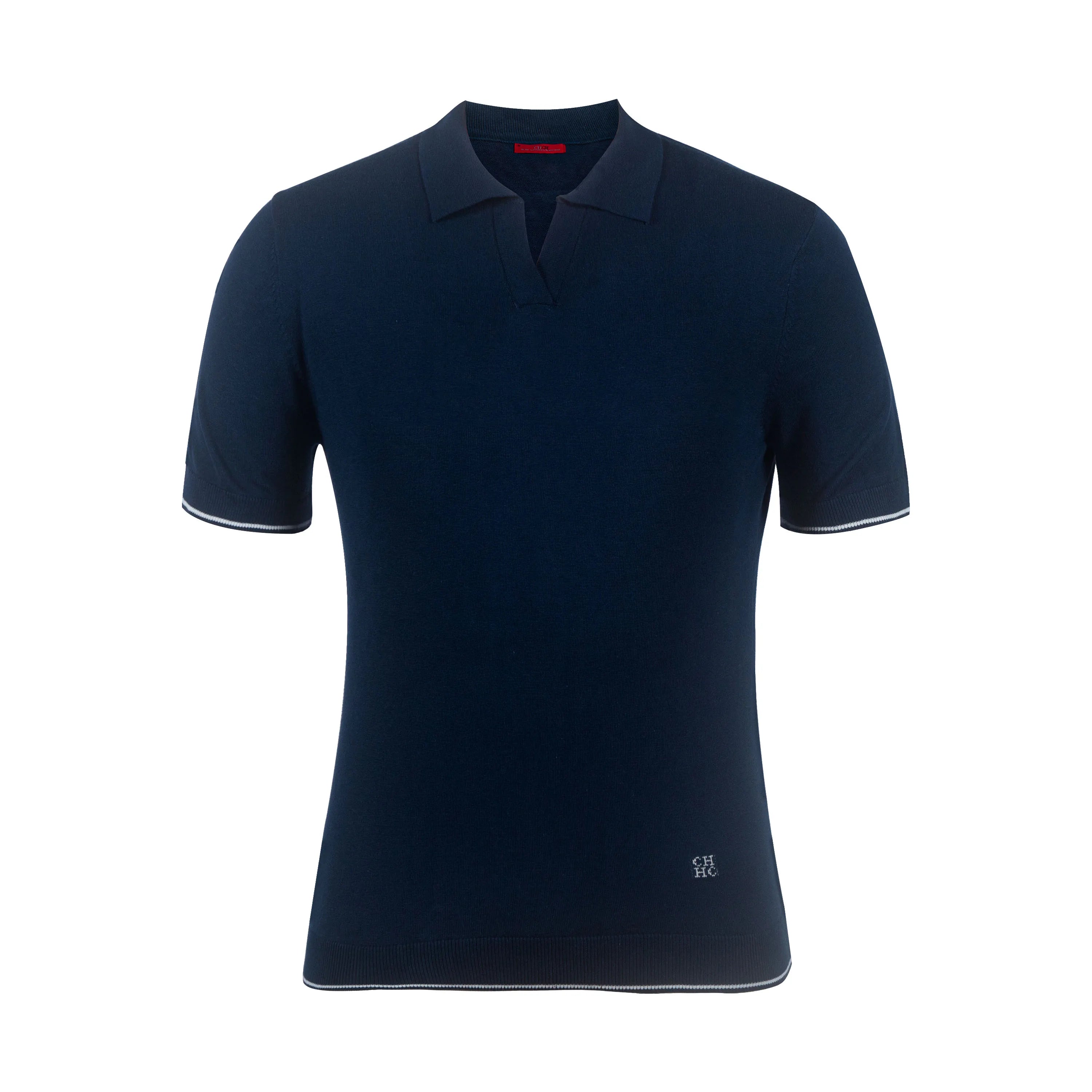 V Neck Embroidered Casual Polo