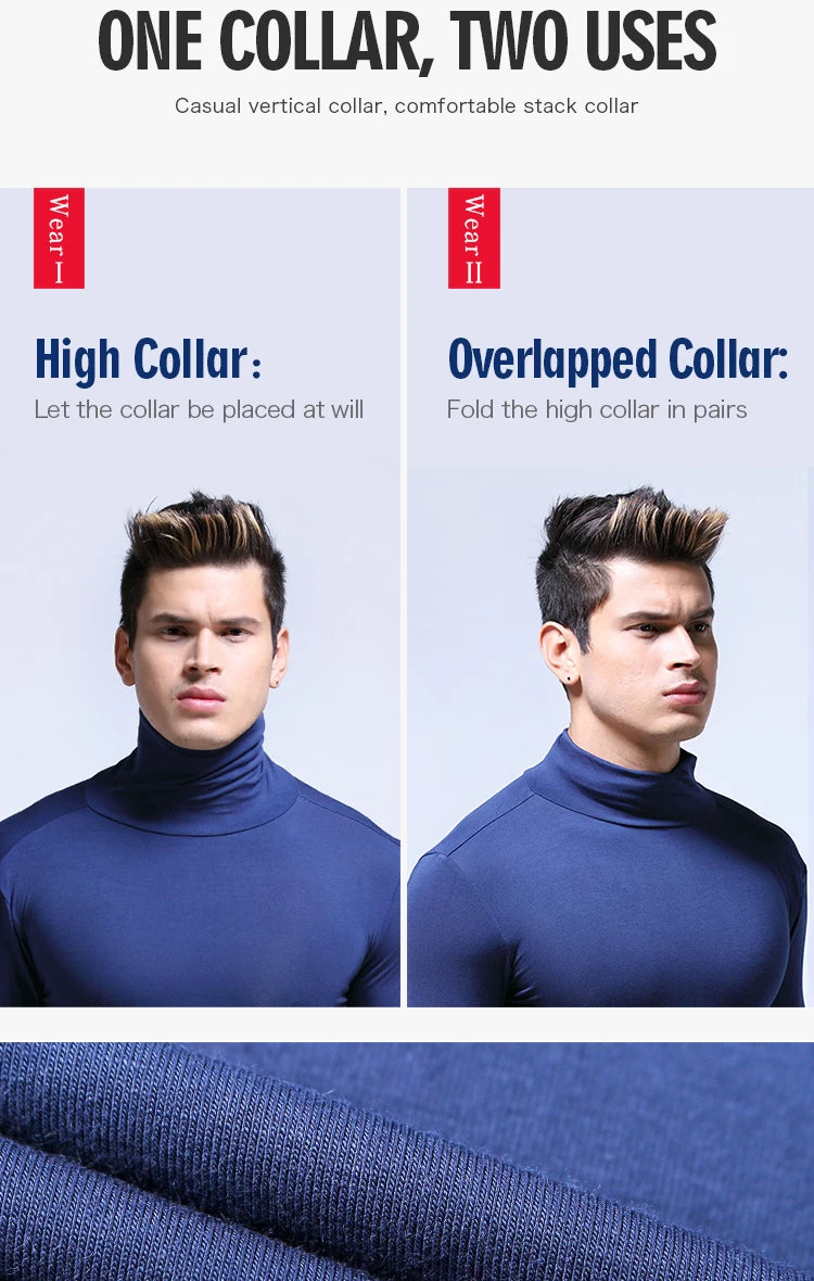Autumn Winter Mens Turtleneck Sweaters Casual Thermal Long Sleeve Slim Fit Pullovers Stretch Basic Tops Sweatshirt Jumper TShirt