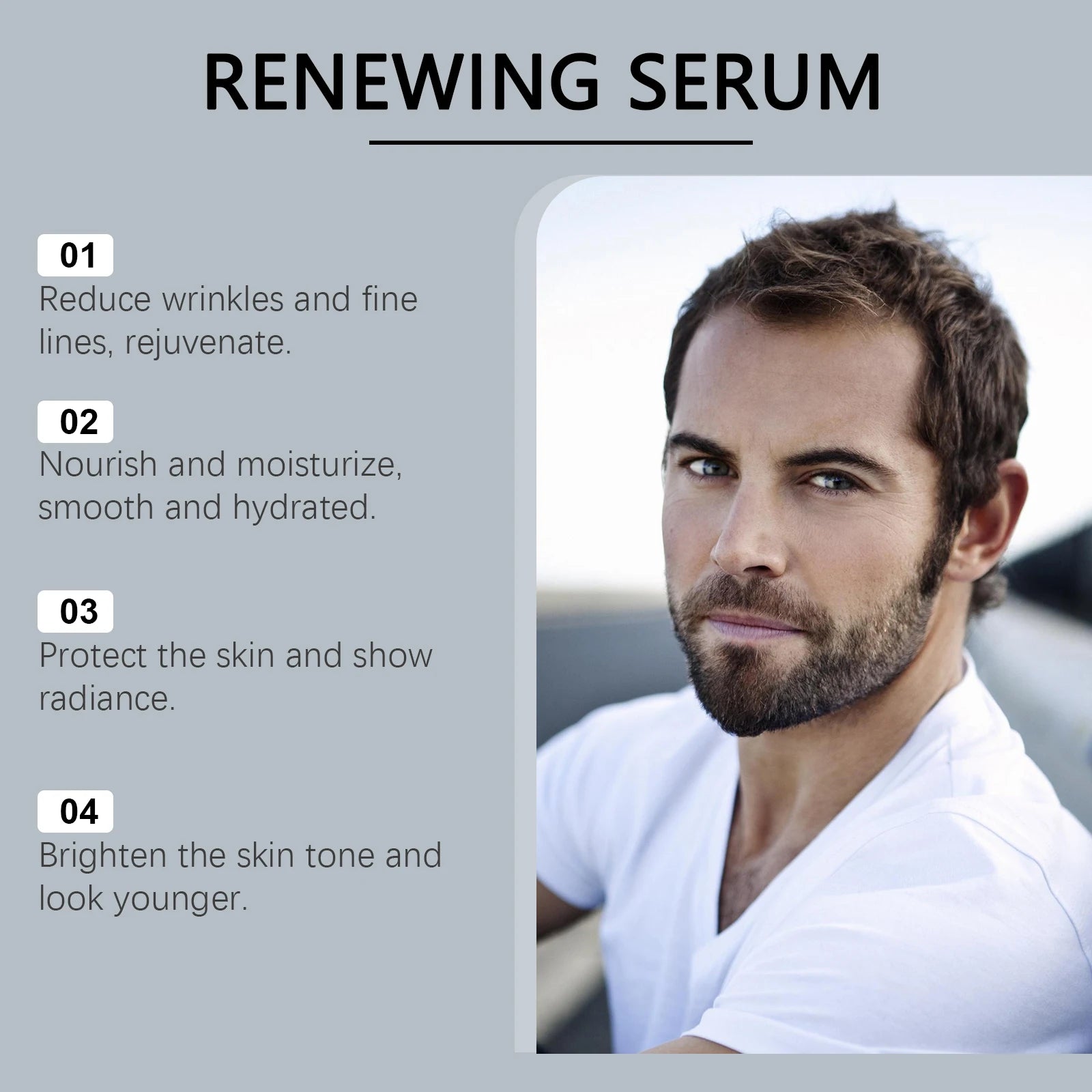 Men Renewing Serum Spray Hydrating & Firming Face Essence Wrinkle Reduction Shrink Pores Smoothing Tightening Skin Care