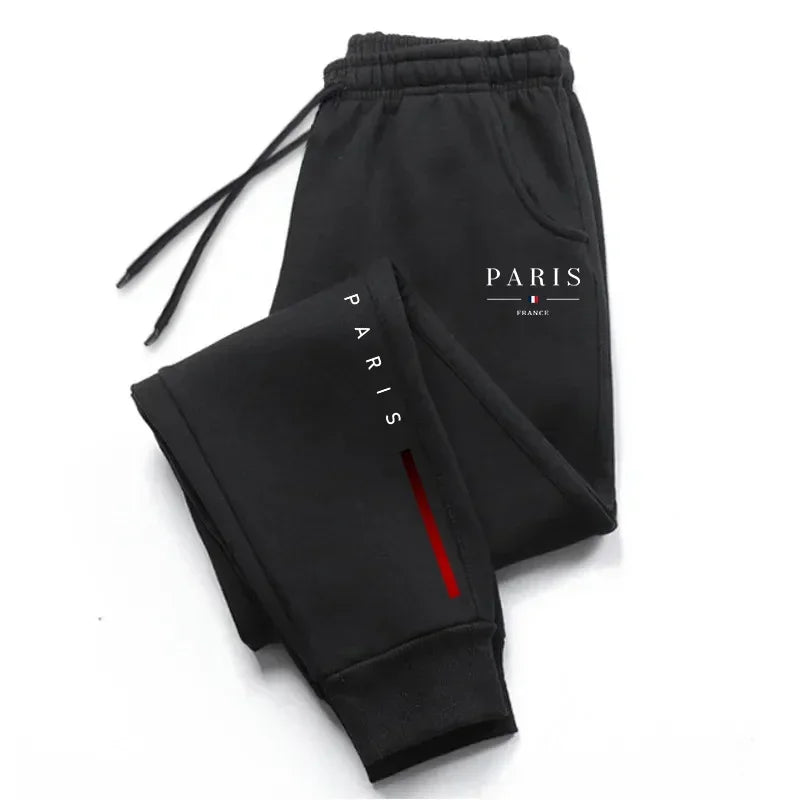 Stylish high-grade sweat joggers for city men, unique Paris print, multi-scene trousers for travel, sports and home leisure.
