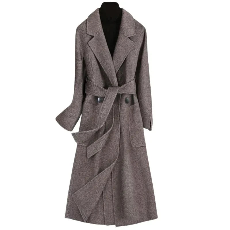 Slim Belted Wool Winter Overcoat