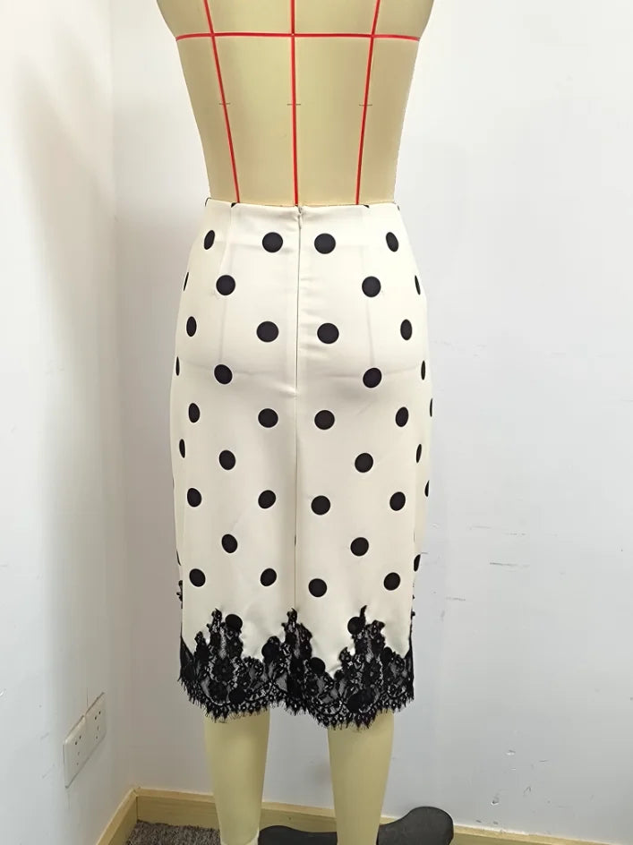 Skirts for Women Women Skirt Fashion Summer Skirts Elegant Dot Lace High Waist Package Hip Midi Skirt Women Faldas