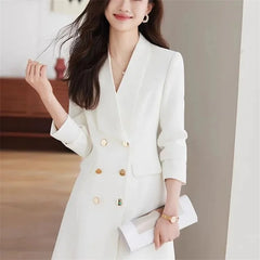 Belted A-Line Formal Suit Dress