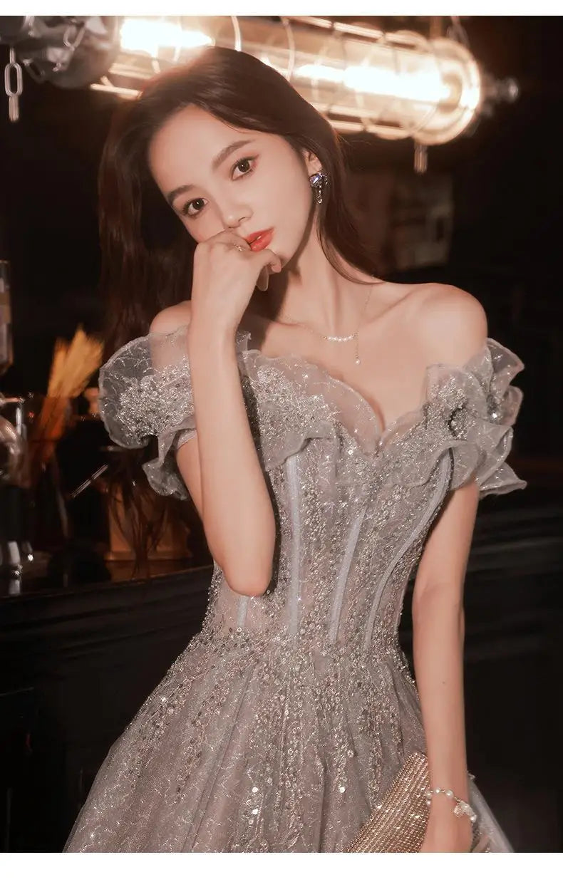 One Shoulder Fairy Style Evening Dress