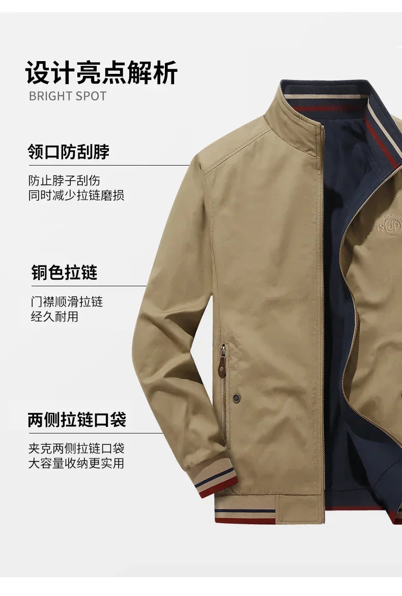 Reversible Slim Stand Collar Jacket