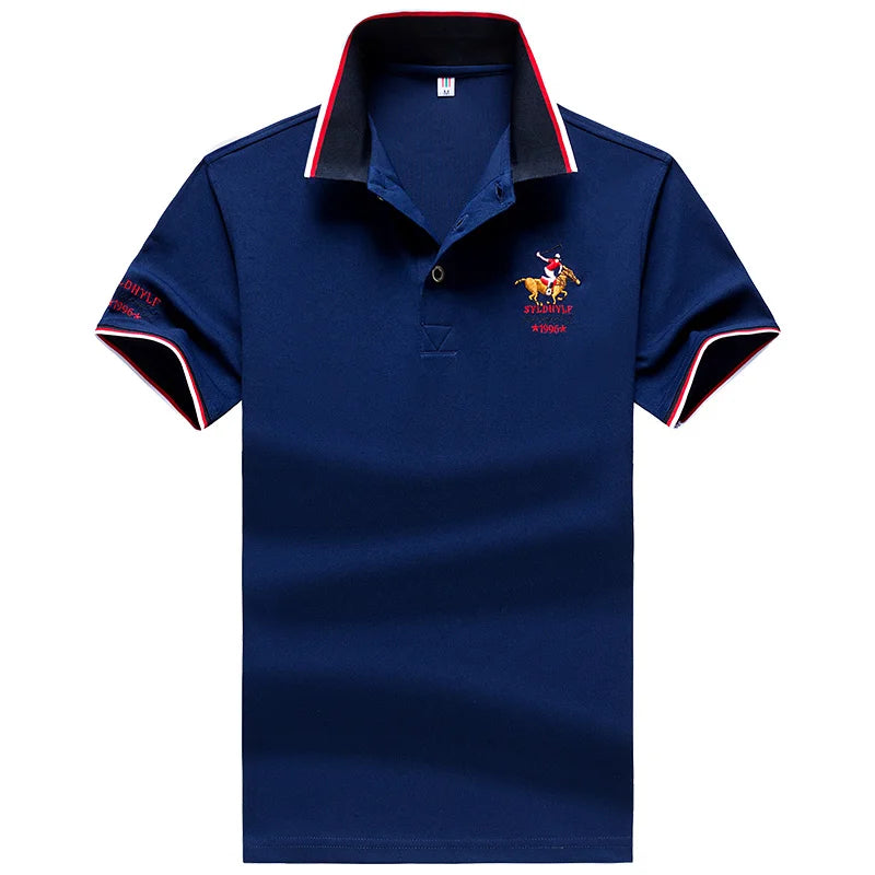 Polo Shirt Men Summer New Men's Short-Sleeved Polo Shirt Mens Embroidery Synthetic Fiber Fabric Youth Casual Business Polo Shirt