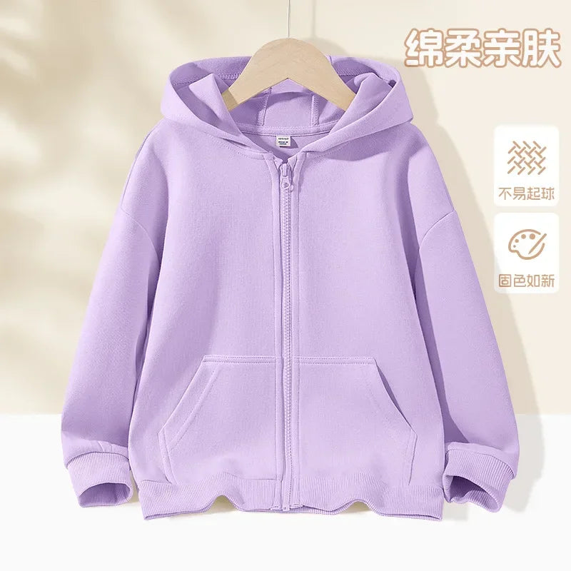 Bright Zip Casual Kids Hoodie