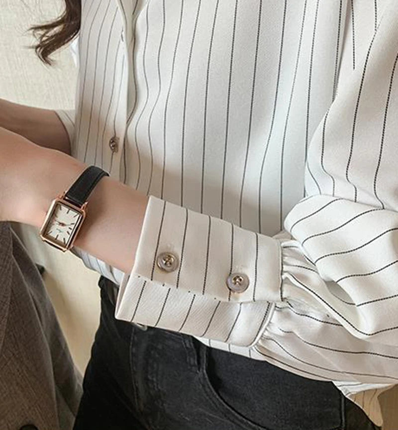Vintage Striped Loose Shirt Women