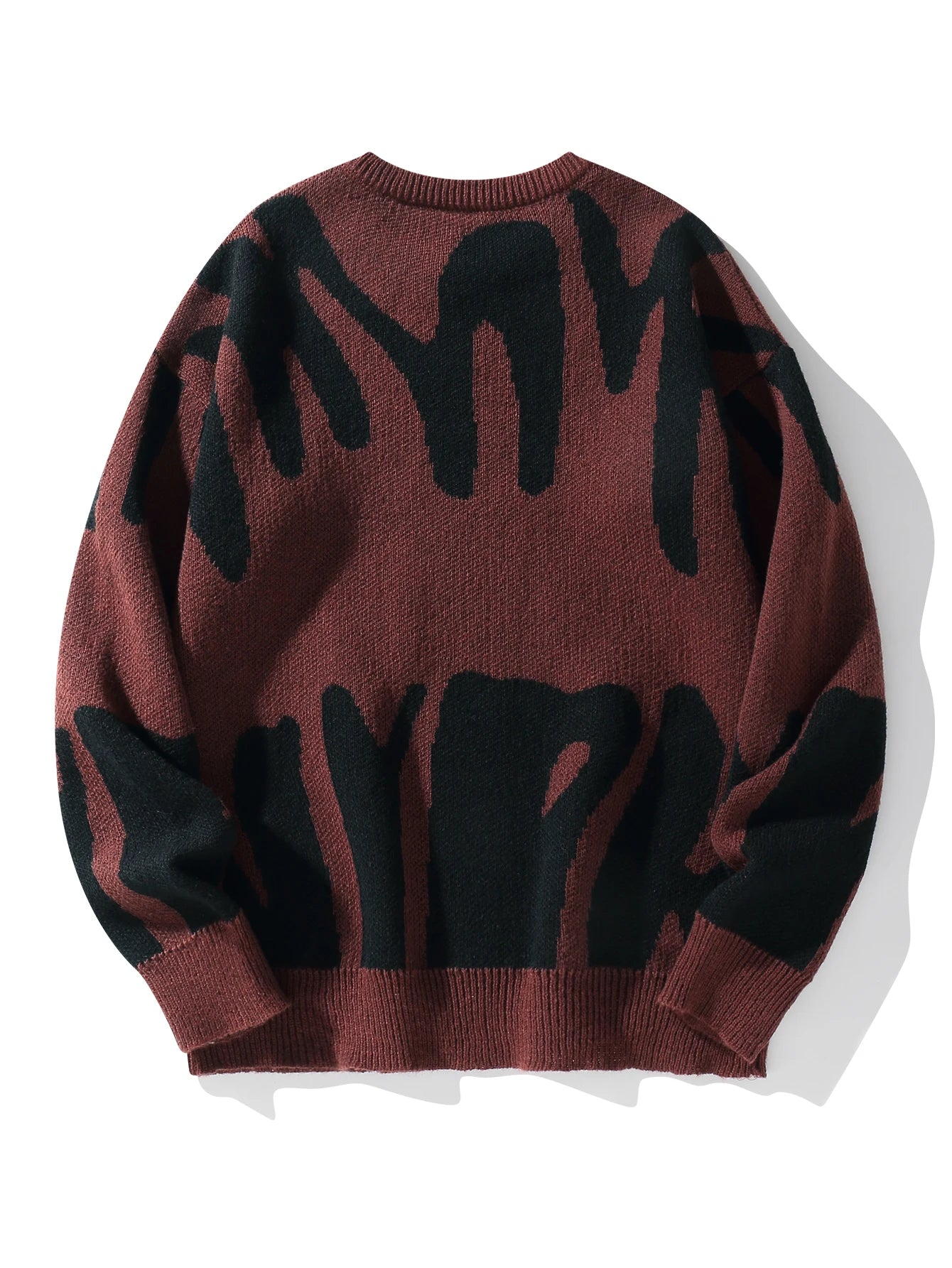 Geometric Knit Contrast Pullover Sweater