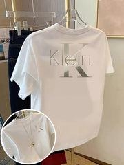Front and back short-sleeved t-shirts, with logo - Trendy summer and spring women's printed t-shirts. Your best choice