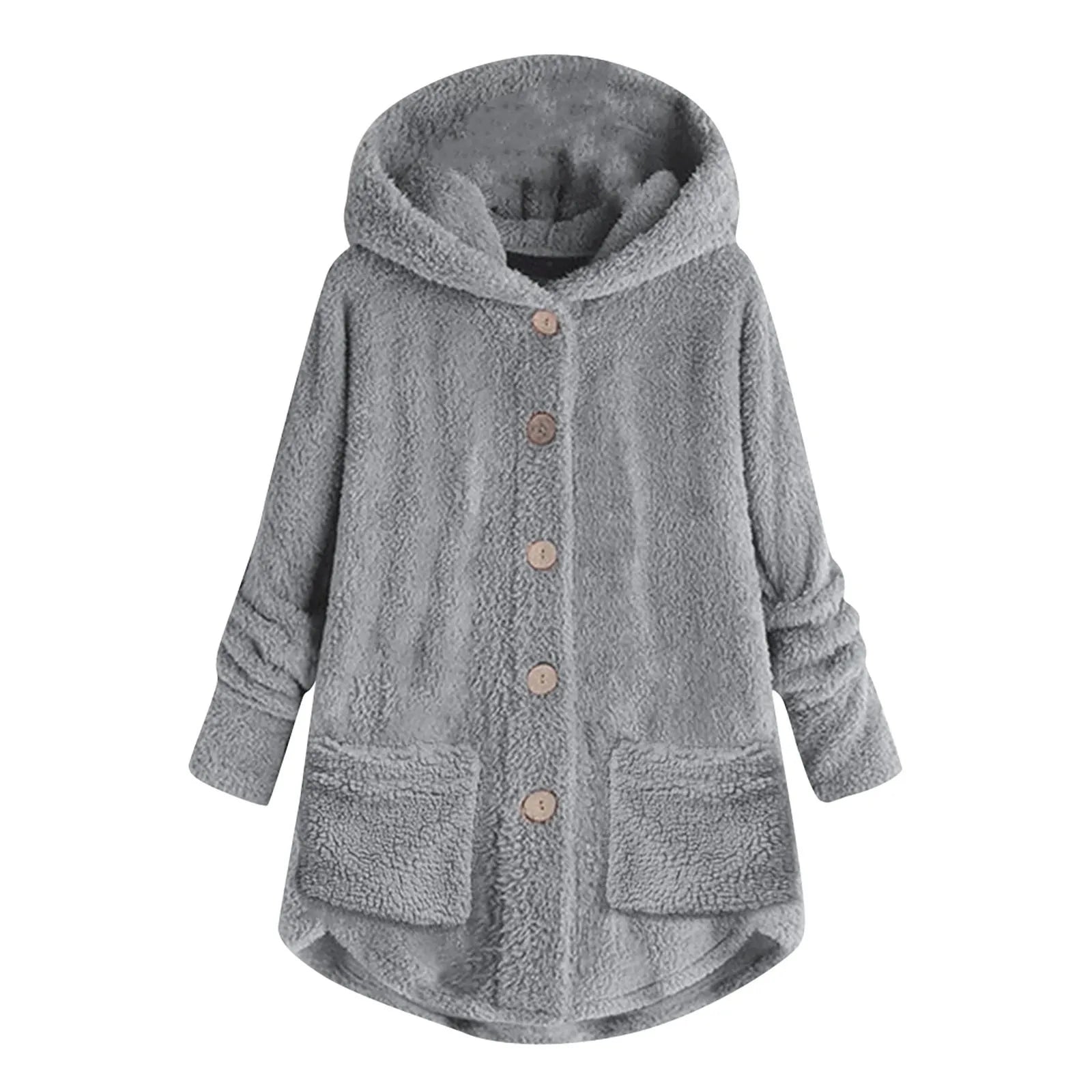 Plush Asymmetric Winter Casual Coat
