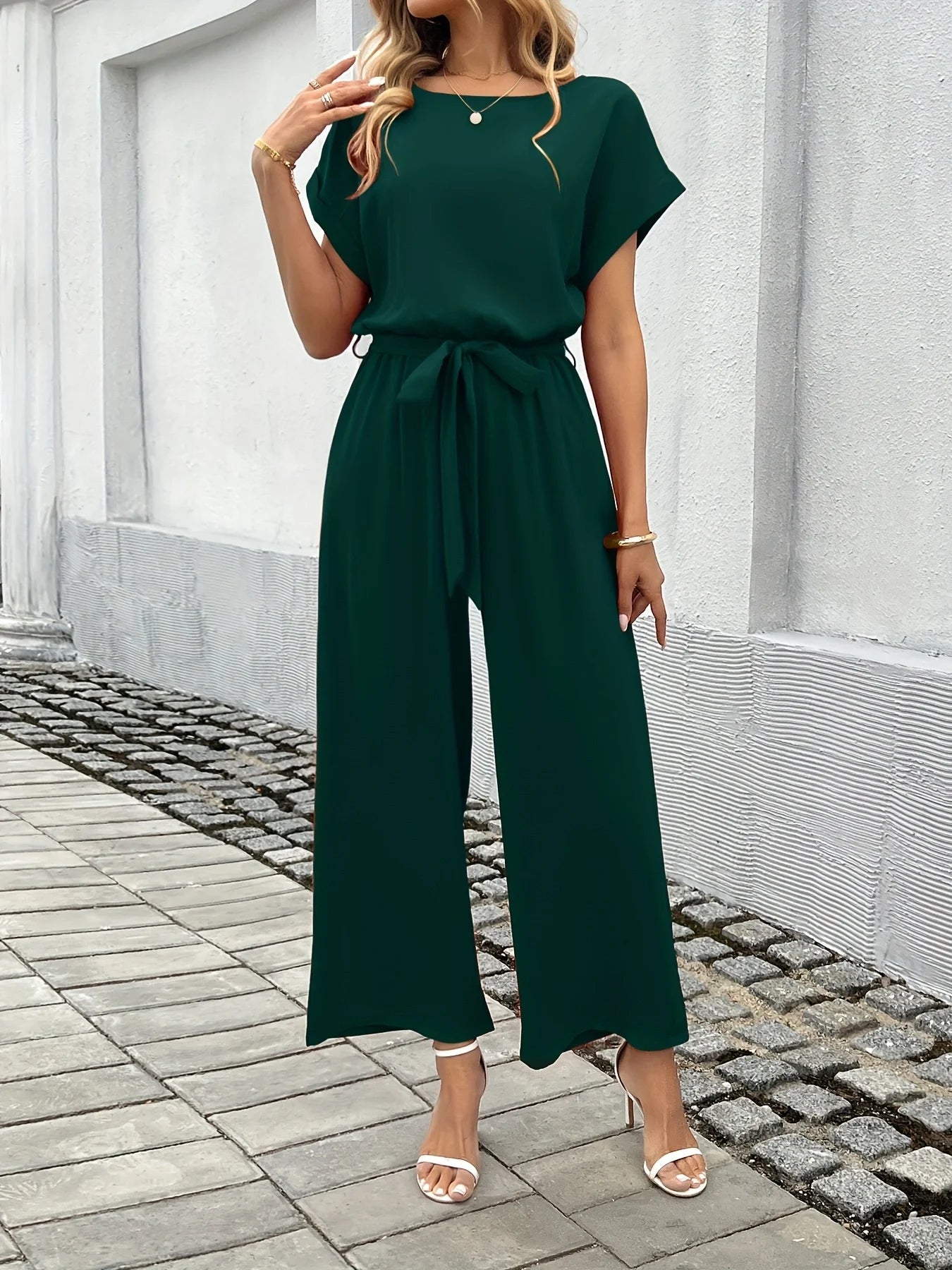 Modern Tie Waist Workwear Jumpsuit