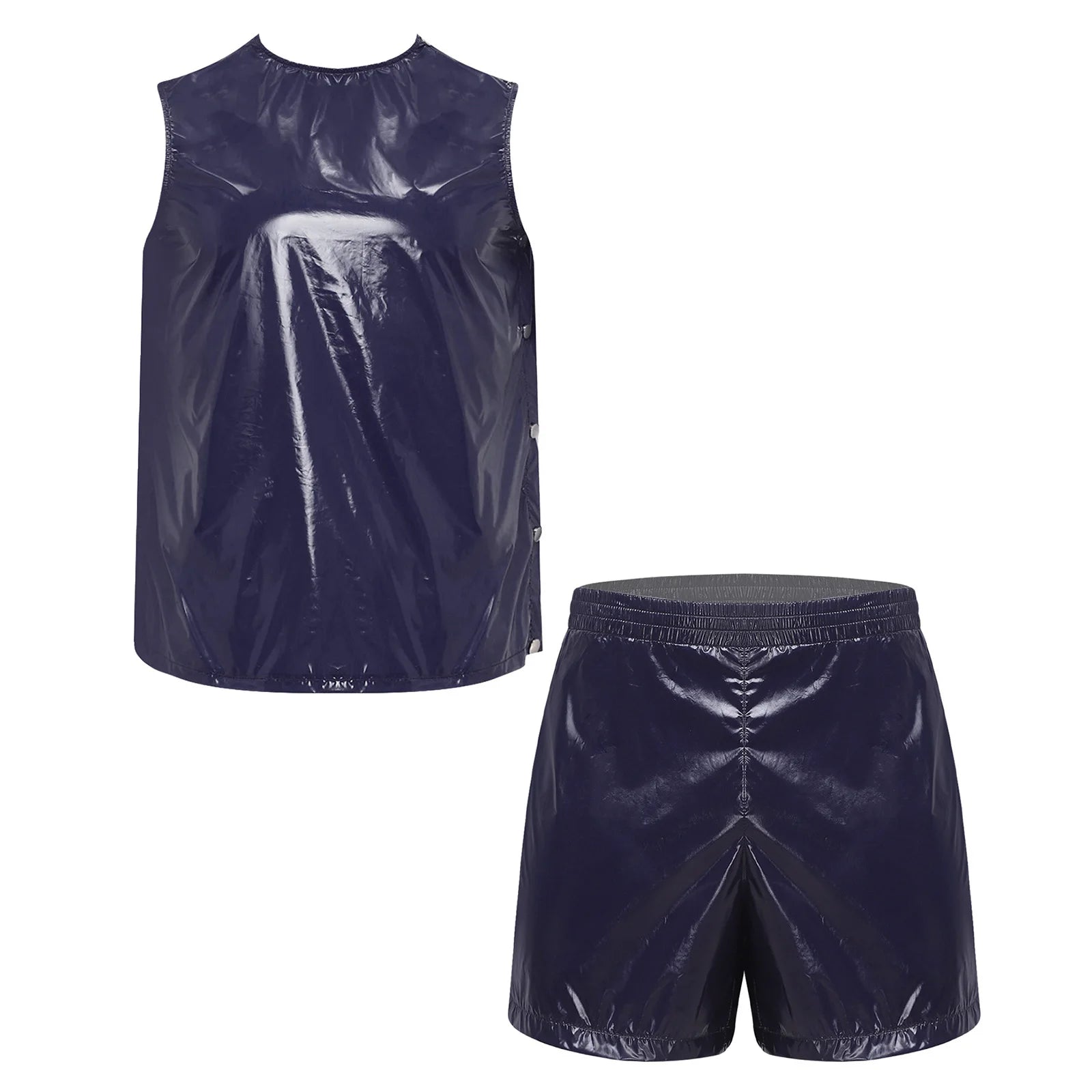 Mens Special Needs Waterproof Sweat Tracksuit Tank Tops And Sides Buttons Boxer Shorts Two Pieces Outfit Adaptive Clothing