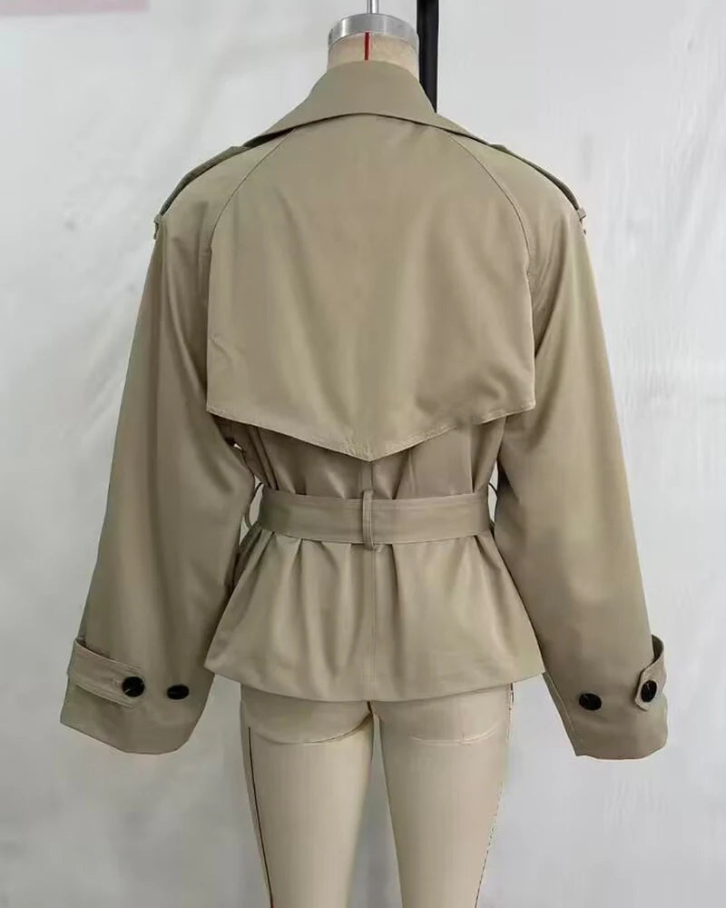 Women's Jacket 2026 New Spring Fashion Khkai Belted Short Jacket for Women Autumn Ladies Jacket Casaul Chic Women Outerwear