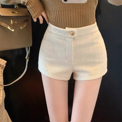 High Waist A Line Wool Shorts