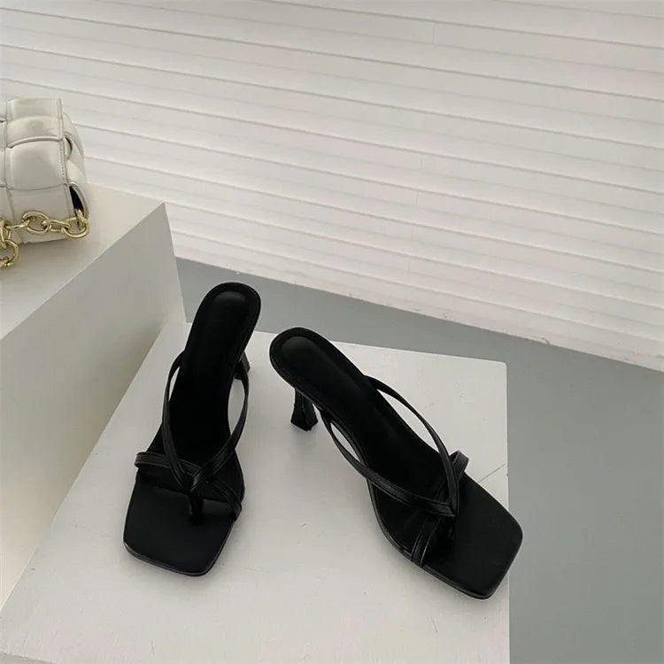 Sexy High Heels Slippers Women's Elegant Shoes Fashion Heeled Sandals for Woman Clip Toe Luxury Slippers Party Female Slides