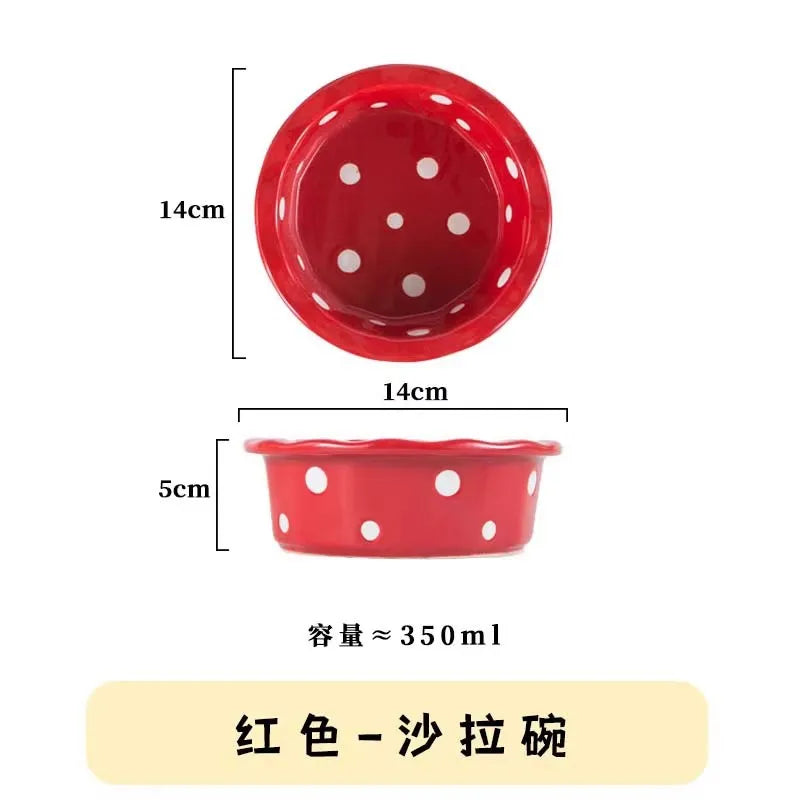 Ceramic Polka Dot Pet Bowl