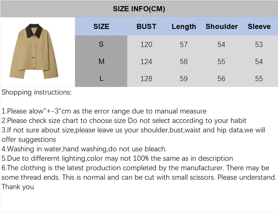 Women's Short Trench Coat with Contrast Collar New Spring Turn Down Collar Long Sleeve Button Women Coats Chic Female Jackets