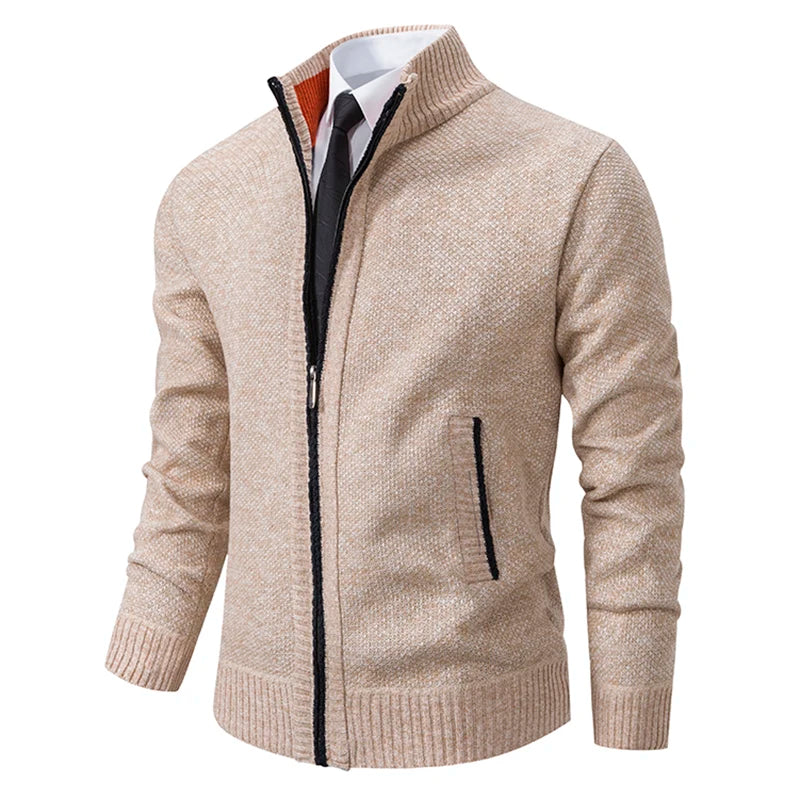 Stand Collar Fleece Zip Cardigan