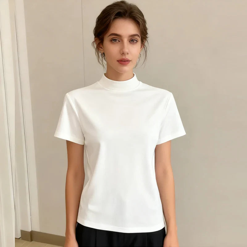 Elegant Half High Neck Tee