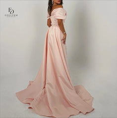 EDECPBM Elegant Party Dresses 2025 Off the Shoulders Customized Women Evening Dress 3D Flowers Pink Wedding Dresses for Parties