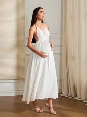 Maternity Ruched Empire Maxi Dress