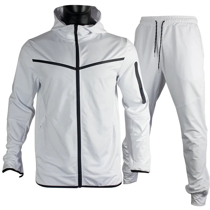 Luxury Brand Men Tracksuits 2-piece Set Black Sports Suit Tracksuits Jogging Men's Clothing Sweatpants Zip Sweatshirts Techwear
