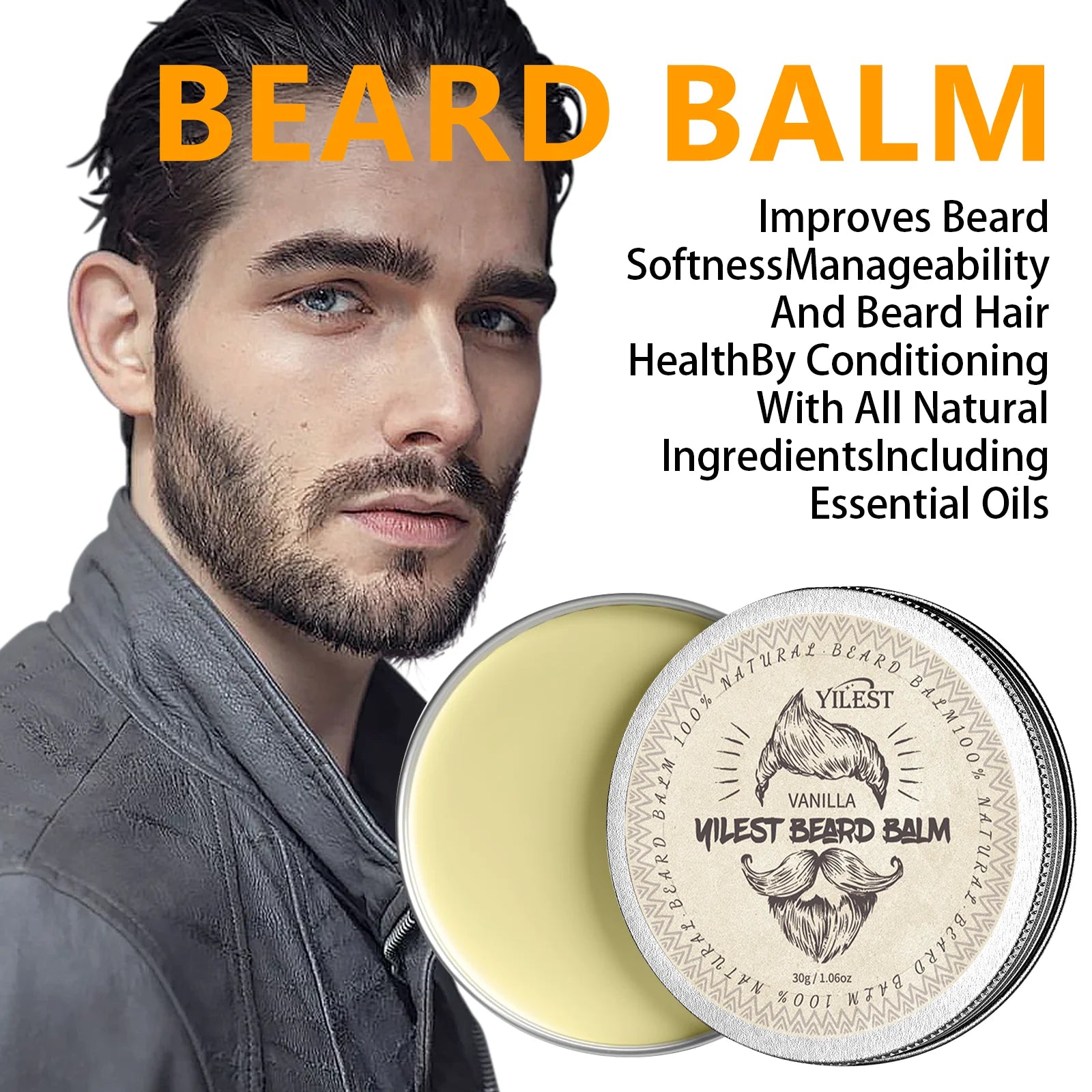 Beard Balm For Men Facial Hair Beard Growth Wax Thicking Softens Moisturizing Nourishing Professional Mustache Cream Beard Care