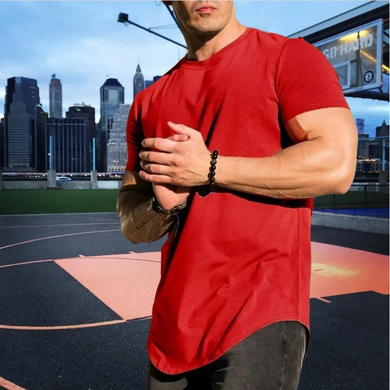 Muscle Fitness T-shirt Summer Men's T-shirts Workout short sleeve Tees Running cotton t-shirts Men Gym Sport Training Tops