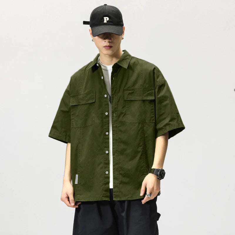 Workwear Short-Sleeved Shirt Men's New Short-Sleeved Slim Jacket Summer Men's Casual Jacket Senior Men's Student Shirt