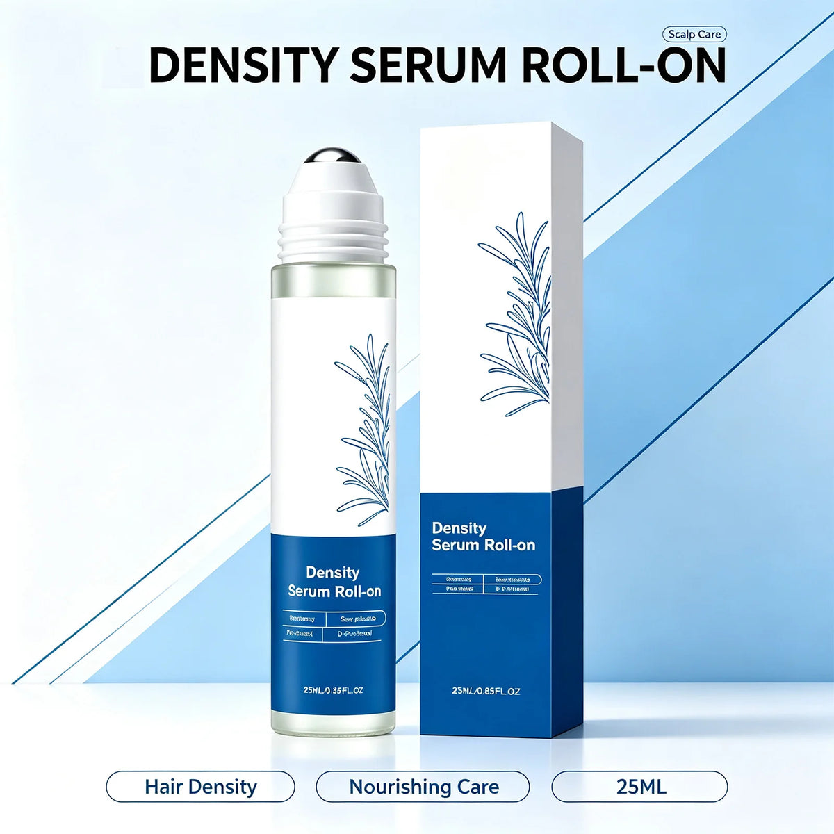 Roll On Hair Serum Leave In Care Scalp Oil Balancing Non Greasy Smooth Frizz Portable Touch Up with Rosemary Extracts 25ml