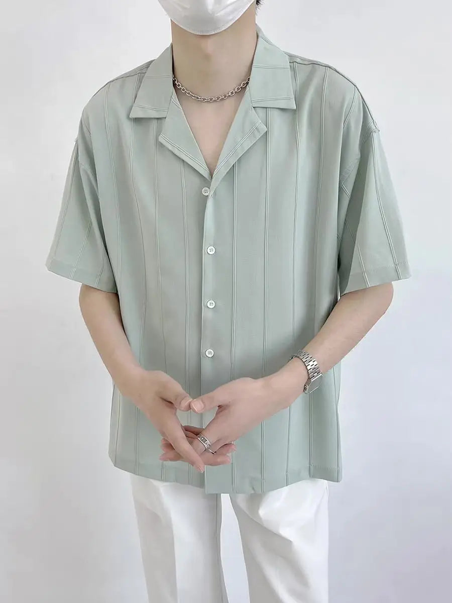 Striped Short Sleeve Shirt Men