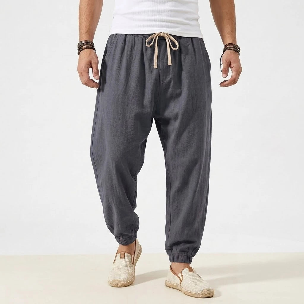 Men's Joggers Streetwear Casual Harem Pants Sport Large Sweatpants Korean Breathable Cotton Trousers Elastic Waist Long Pants