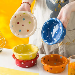 Pet Bowl Cute Ins Storm Dot Ceramic Bowl Dessert Breakfast Bowl Home Cat Dog Bowl Feeding Basin  Cat Caramics Supplies