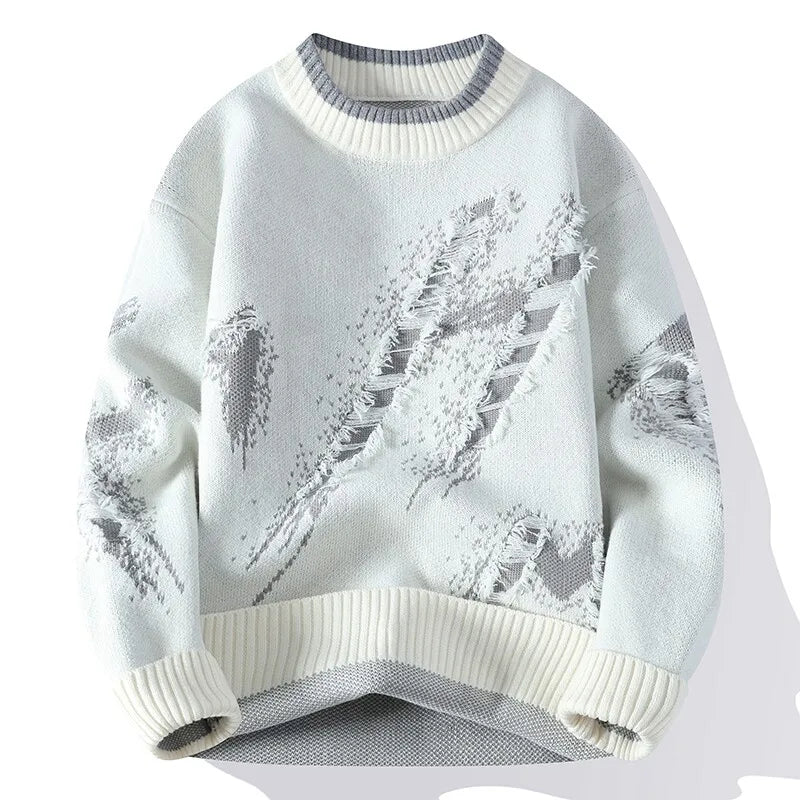 Patchwork Distressed Knit Pullover