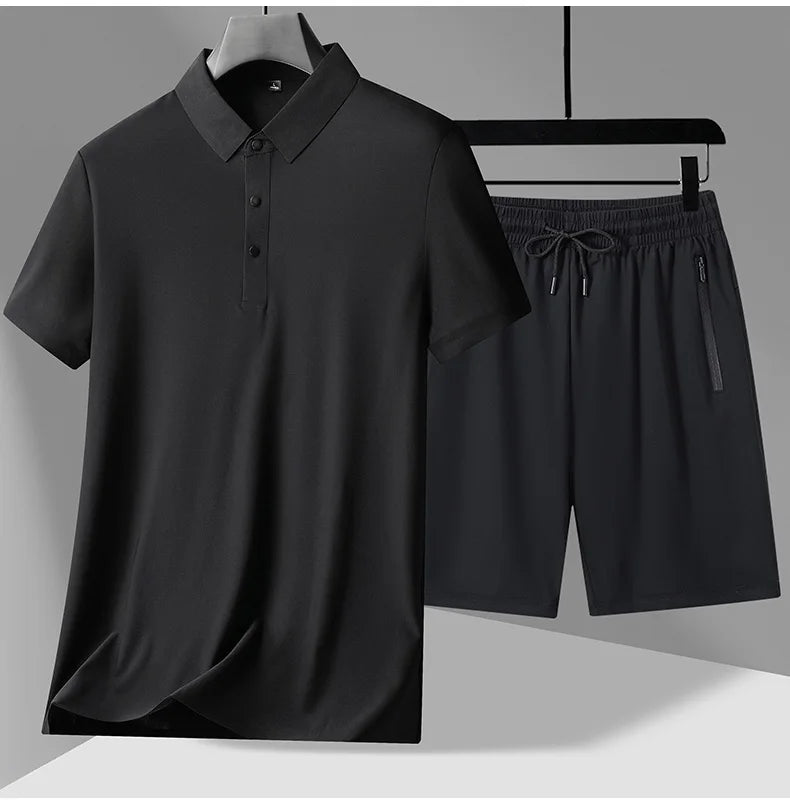 polo Shirts + shorts 2024 summer new style fashion Sportswear Men's Casual Sets Male Fashion shirts and shorts full size M-4XL